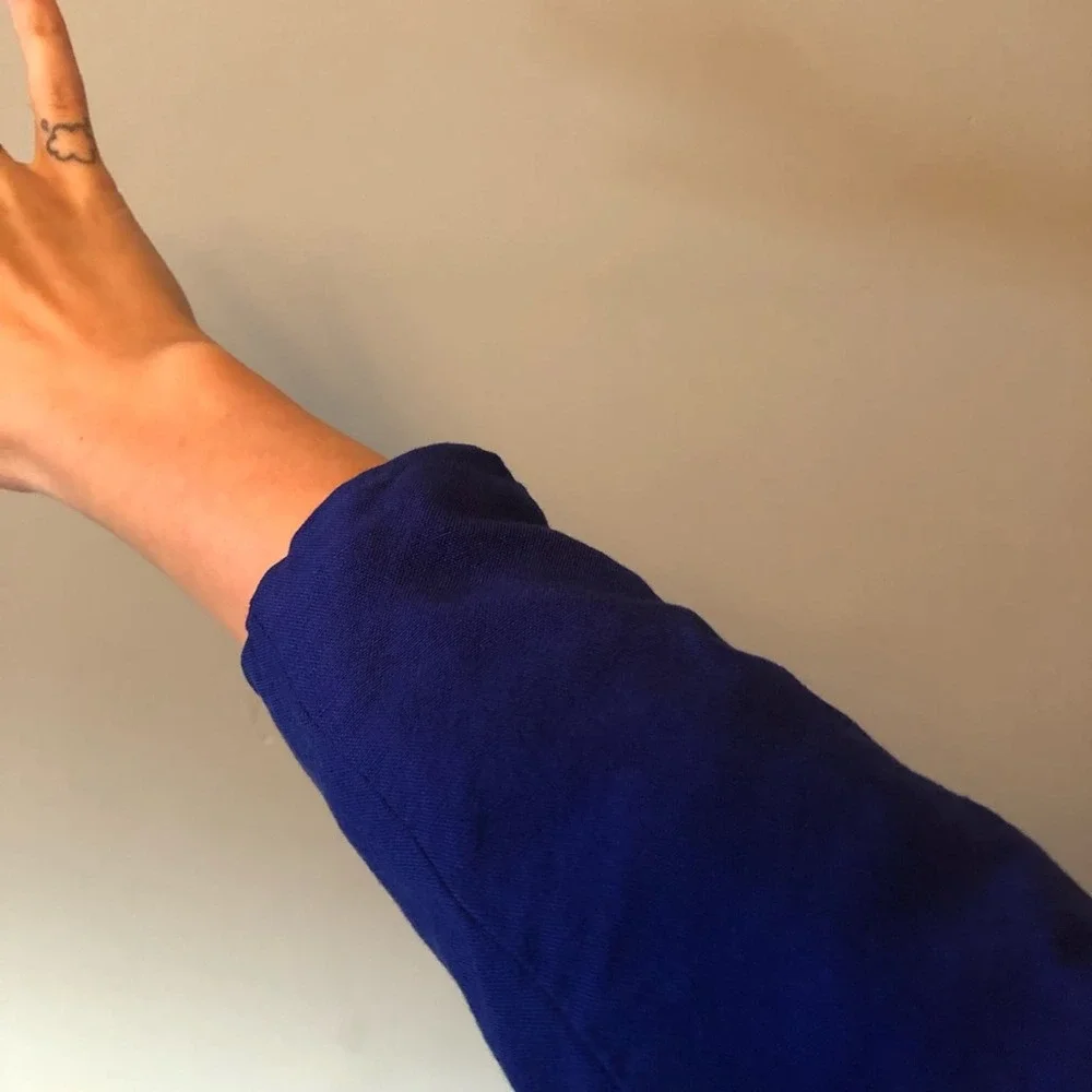 Christian Dior vintage large button blazer purple blue cropped sleeve